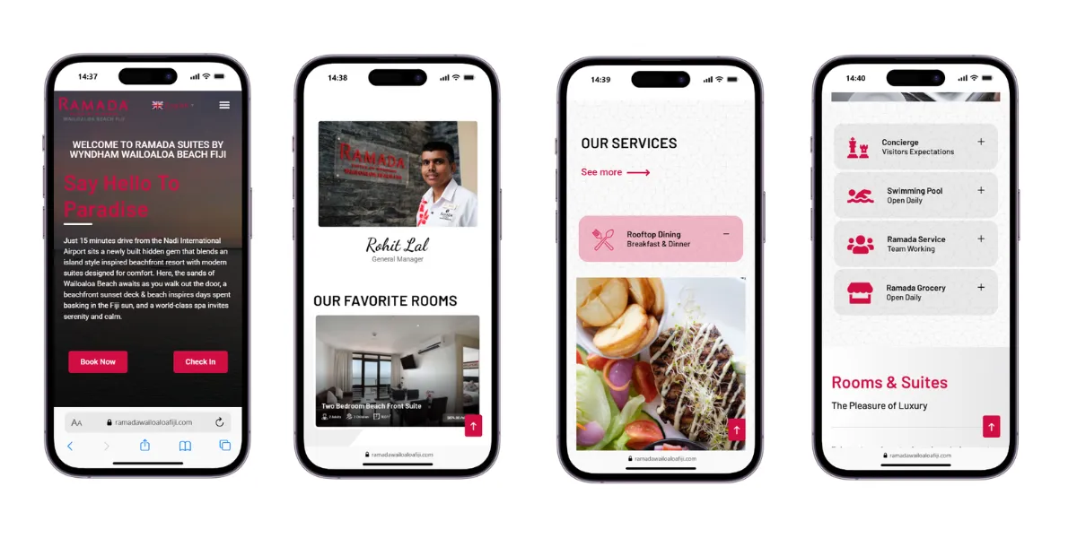 Ramada Wailoaloa Beach Resort responsive mobile booking website view