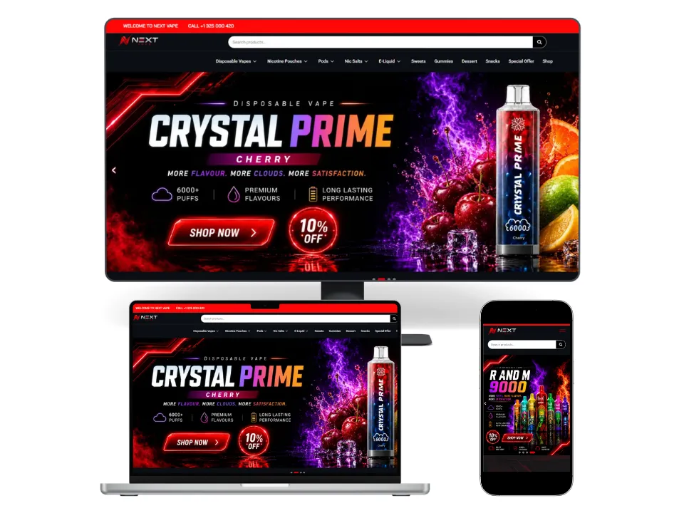 Next Vape responsive WordPress website showcase