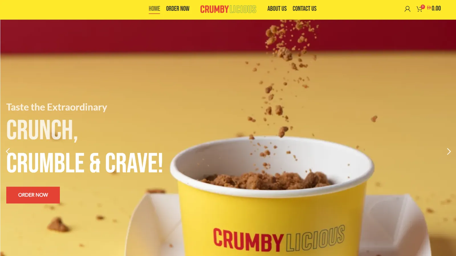 CrumbyLicious Dubai dessert and crumble website built with WordPress and Elementor