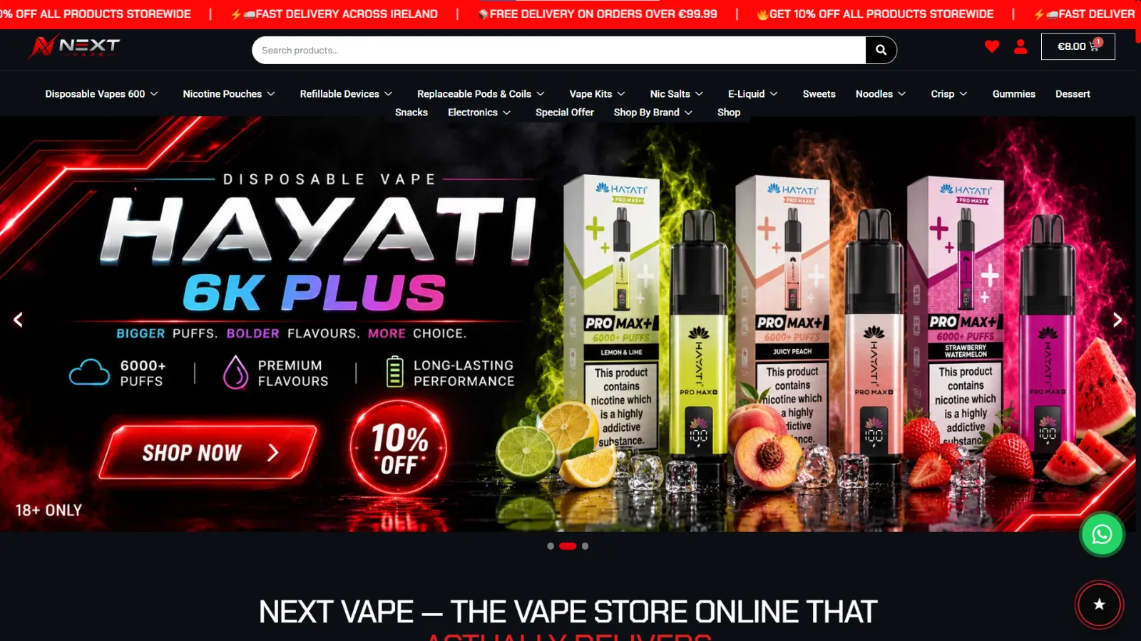 Next Vape website portfolio preview