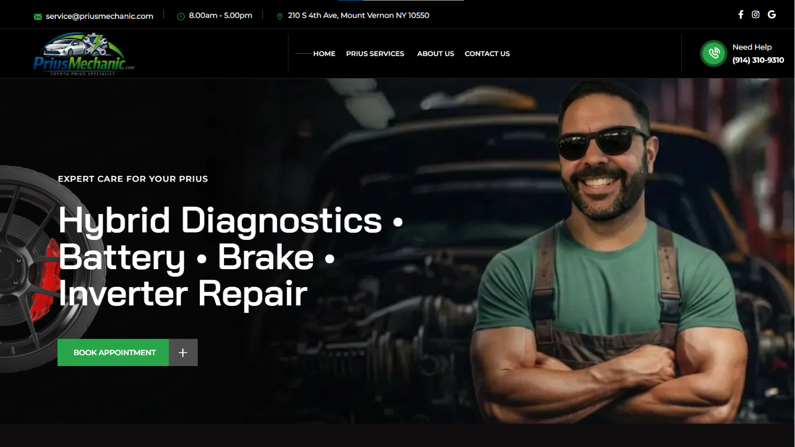 Prius Mechanic website portfolio preview