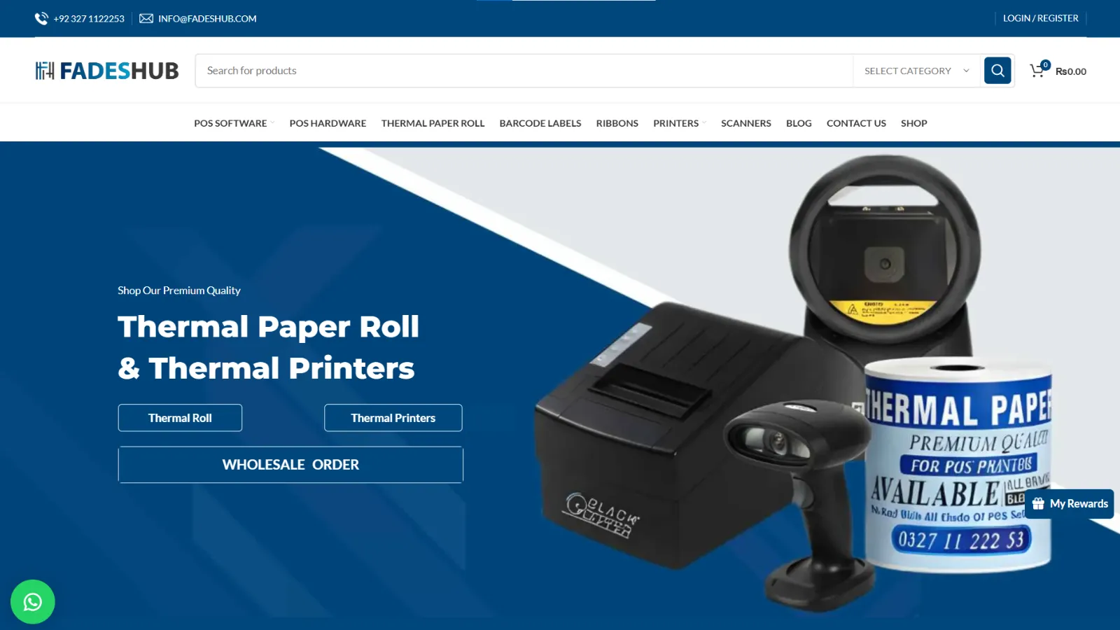 FadesHub POS and thermal printing supplies online store built with WordPress and Elementor