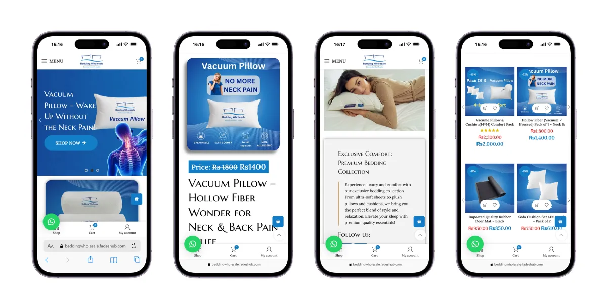 Bedding Wholesale responsive mobile bedding store view