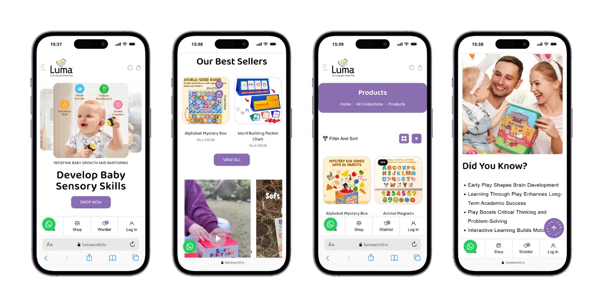 Luma World responsive mobile Shopify store view