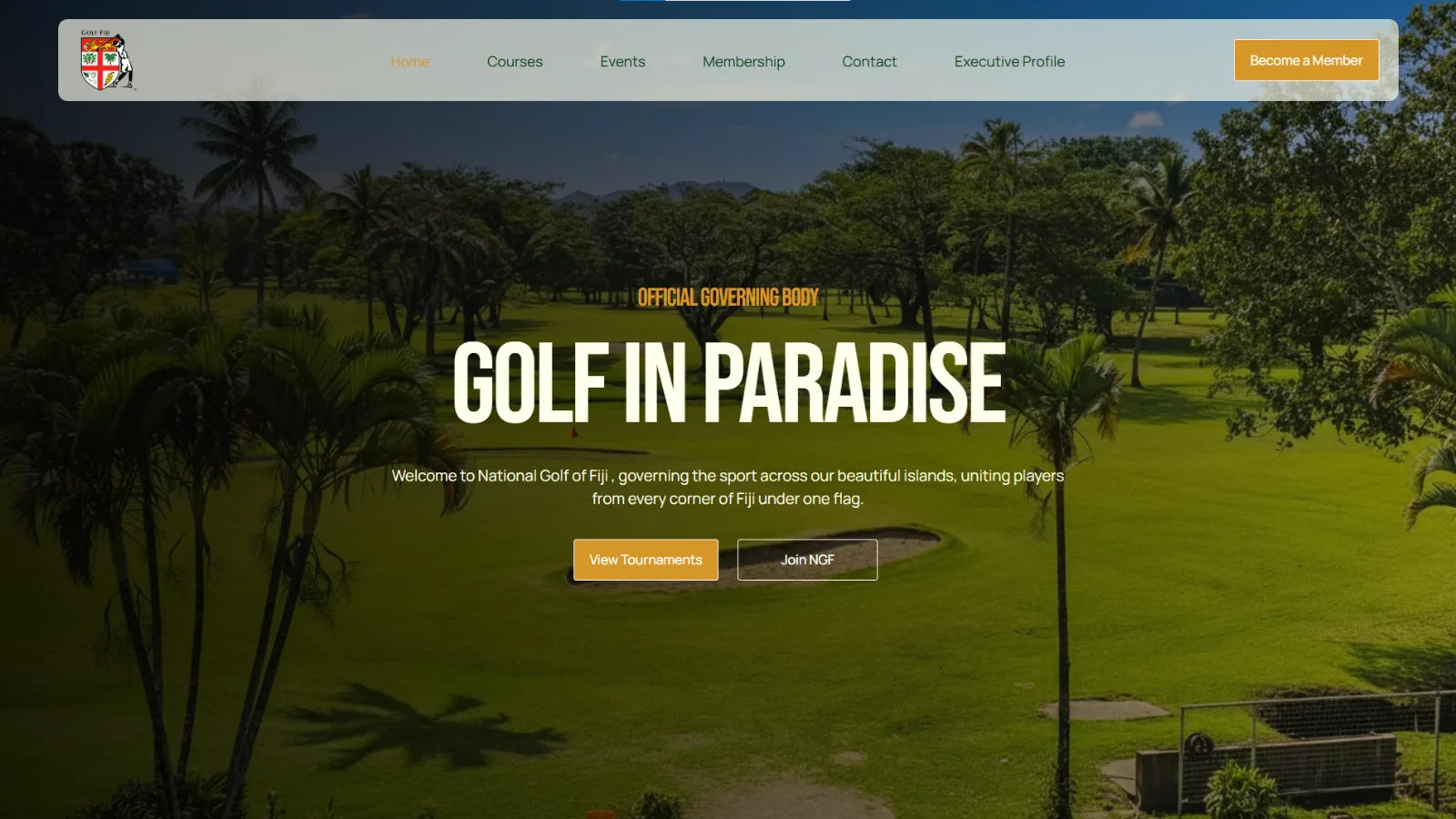 National Golf Fiji golf matches and tournament website built with WordPress and Elementor